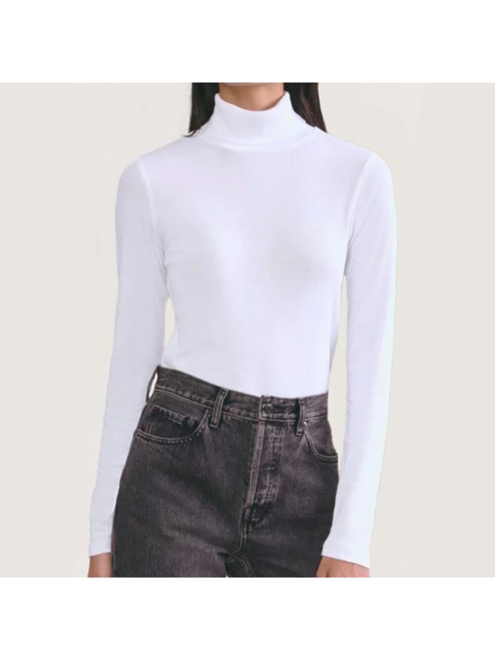 Everlane Luxe Ribbed Turtleneck Top Supima Cotton White Small NWT